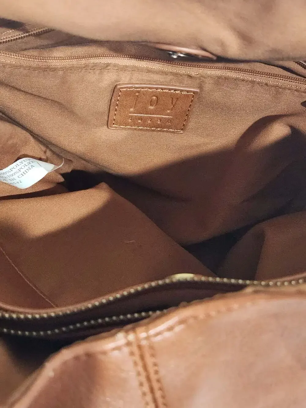 Joy Susan Cognac Vegan Leather Hobo Shoulder Bag with Side Zip Details